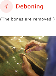 4 Deboning　(The bones are removed.)