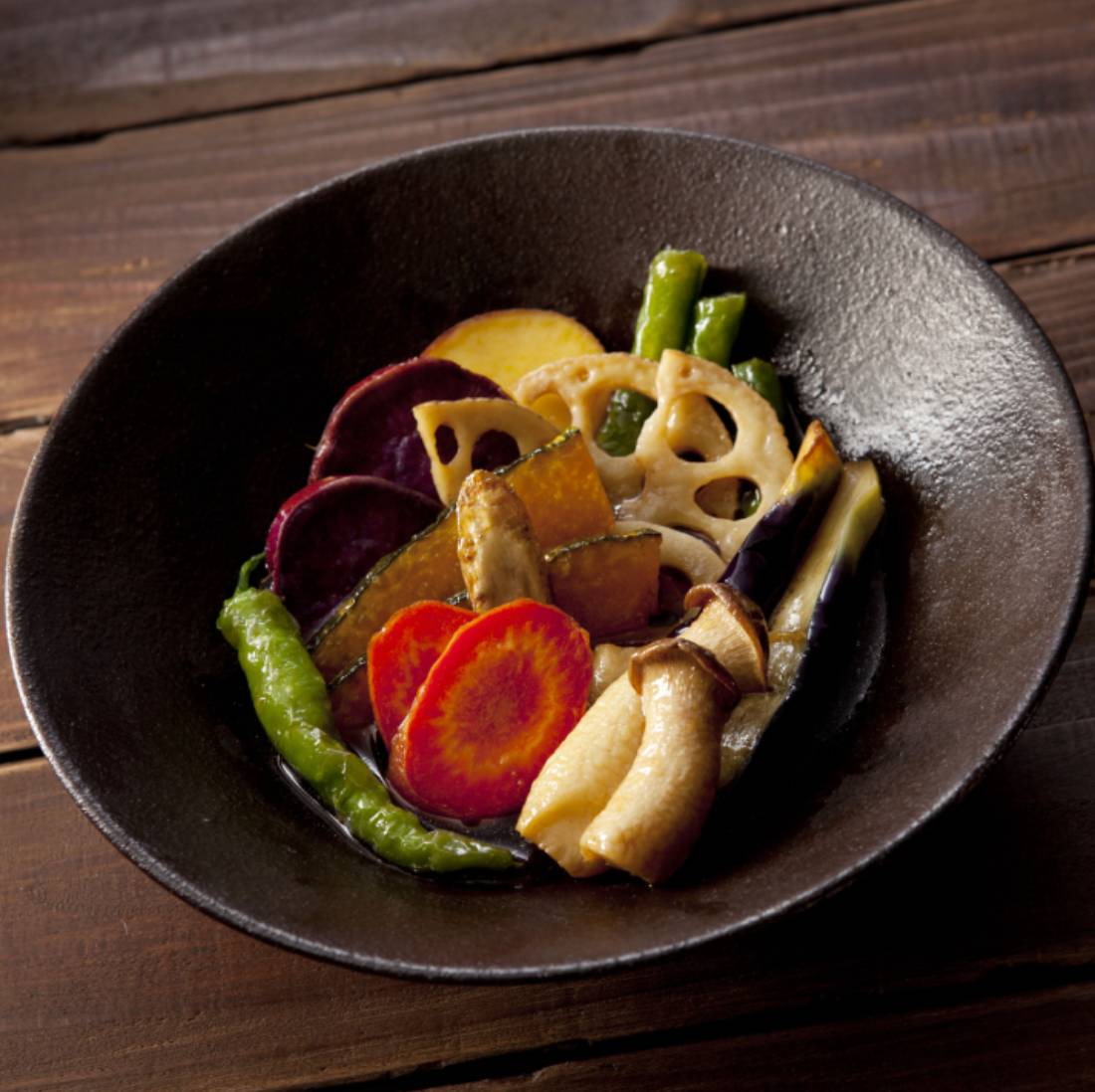 Agebitashi, deep-fried vegetable in Japanese broth